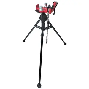 Yokoma Tripod Pipe Chain Vise - Heavy Duty Pipe Clamp with Protective Coating, Ergonomic Handle and Folding Stand for Secure Holding