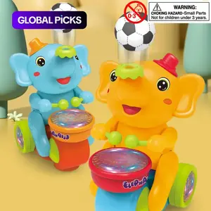 Elephant Design Electric Toy Musical Light Up, 1 Box Cute Elephant Riding a Tricycle Toy with Blowing Ball, Elephant Drummer Toy with Music and Light, Birthday Gift for Boys & Girls #GLOBAL PICKS