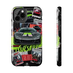 Lamborghini Collage Case - Wireless Charging Support, iPhone 16 15 14 13 12 11 X 8 7 Pro Max, Plus & Mini, Protective Durable Cover Smartphone Protector Cellphone Casing Protection Shockproof