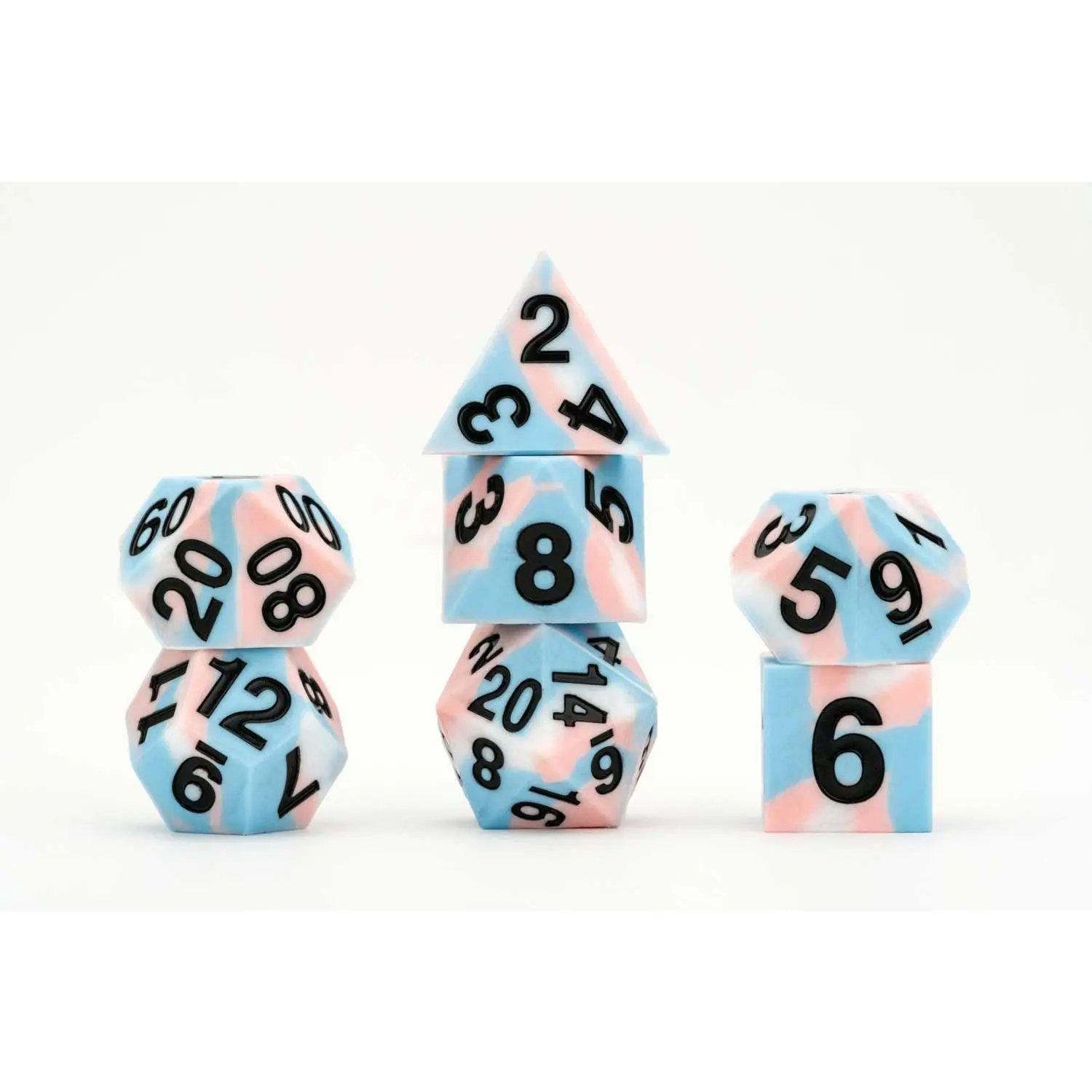 Sharp Edge Silicone Rubber Dice Set: Transgender Pride