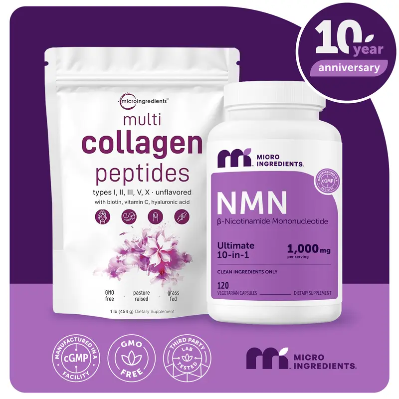 Youth Renewal Duo: Multi Collagen Peptides Powder & NMN Complex