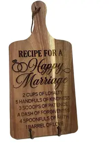 Acacia Wood "Happy Marriage Recipe" Board - Gift - Anniversary Gift - Wedding Gift -