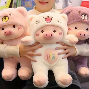 Cute Pig Plush with Bear Hat - Soft Polypropylene Stuffed Animal for Bed, Sofa, And Birthday Gift, New Year'S Eve Gift, Good Luck Charm