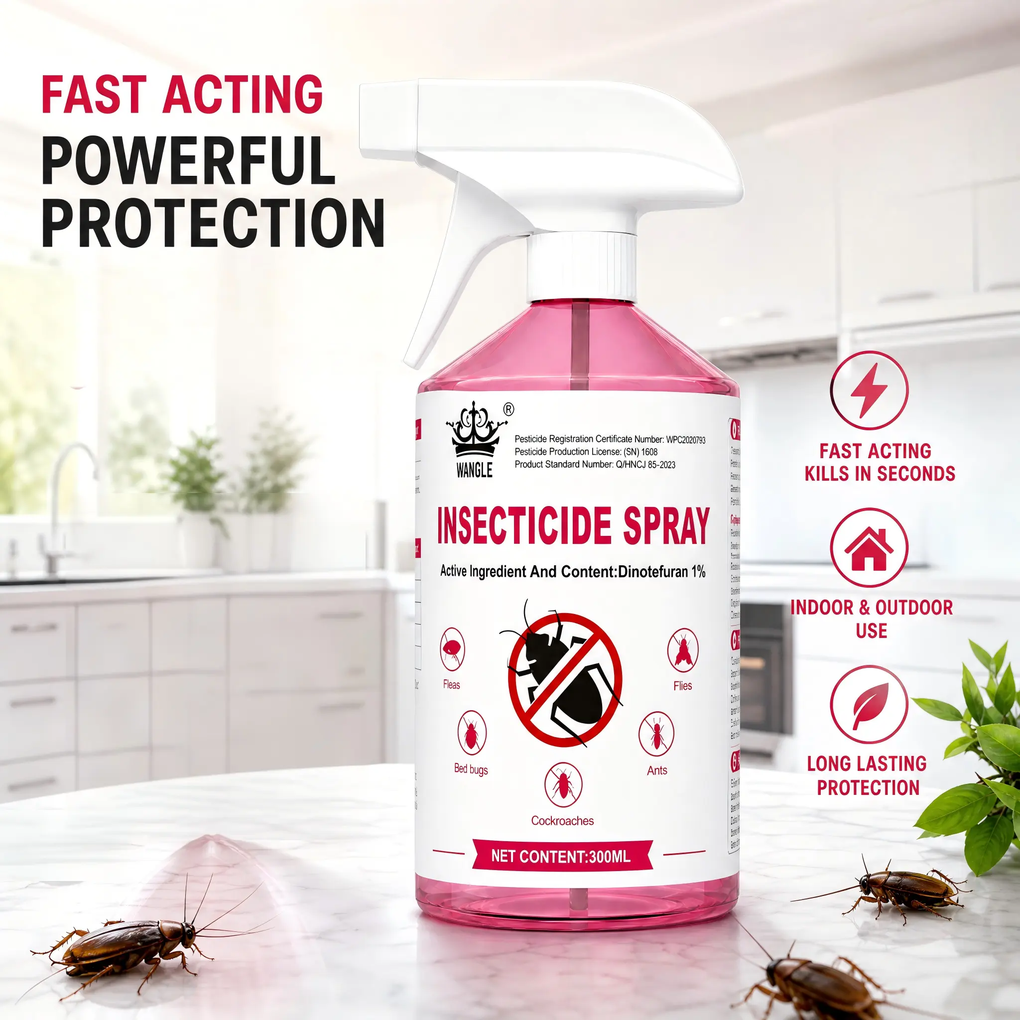 Third-Generation Roach Repellent Multi-Insect Spray,Indoor-Outdoor Pest Control Solution for Killing 40+Household Pests (Roaches, Ants, Spiders, Bedbugs), Pet &Human-Safe for Bug-Free Living When FollowingInstructions, Indoors/Outdoors