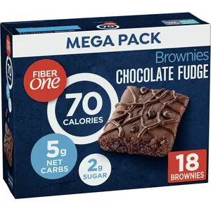 Fiber One 70 Calorie Brownies, Chocolate Fudge, Snack Bars, Mega Pack, 18 Bars, 16 oz