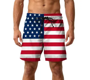 Men's American Flag Swim Trunks Quick Dry Lightweight Board Shorts,3D USA Print Beach Shorts with Elastic Waist & Pockets for Surfing,Swimming & Summer Vacation