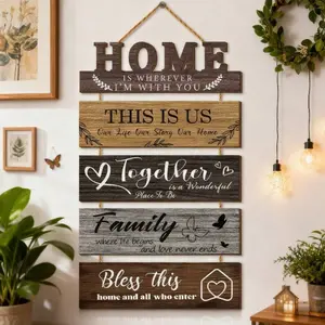 Wooden Wall Hanging Sign for Home Decor, Blessing Series Gift for New Homes, Ideal for Family, Bar, Hotel, Porch, Cozy Home Decoration, Wall Ornaments, Hangable, Home Decor Supplies
