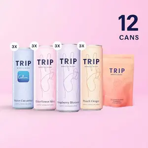 TRIP Ultimate Daily Calm Bundle: 12-Pack Botanical Magnesium Spritzes (Variety Pack) + Pomegranate Orange Blossom Magnesium Powder – Adaptogens, L-Theanine & Lion’s Mane