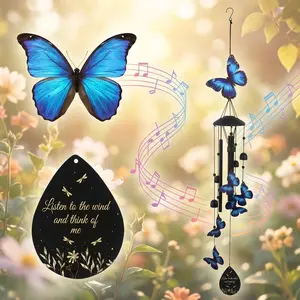Butterfly Wind Chimes Outdoor Black Metal Wind chimes Garden Patio Decor Butterfly Gifts for Women Ideal Memorial/Housewarming/Birthday/Festival Gifts Front Yard Decor Hangable Ornaments Water Proof Water Proof Water Proof