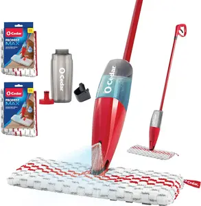 O-Cedar ProMist MAX Spray Mop, PMM with 2 Extra Refills, Red Cleaning Microfiber Vinyl Pad Pet Traditional Wooden