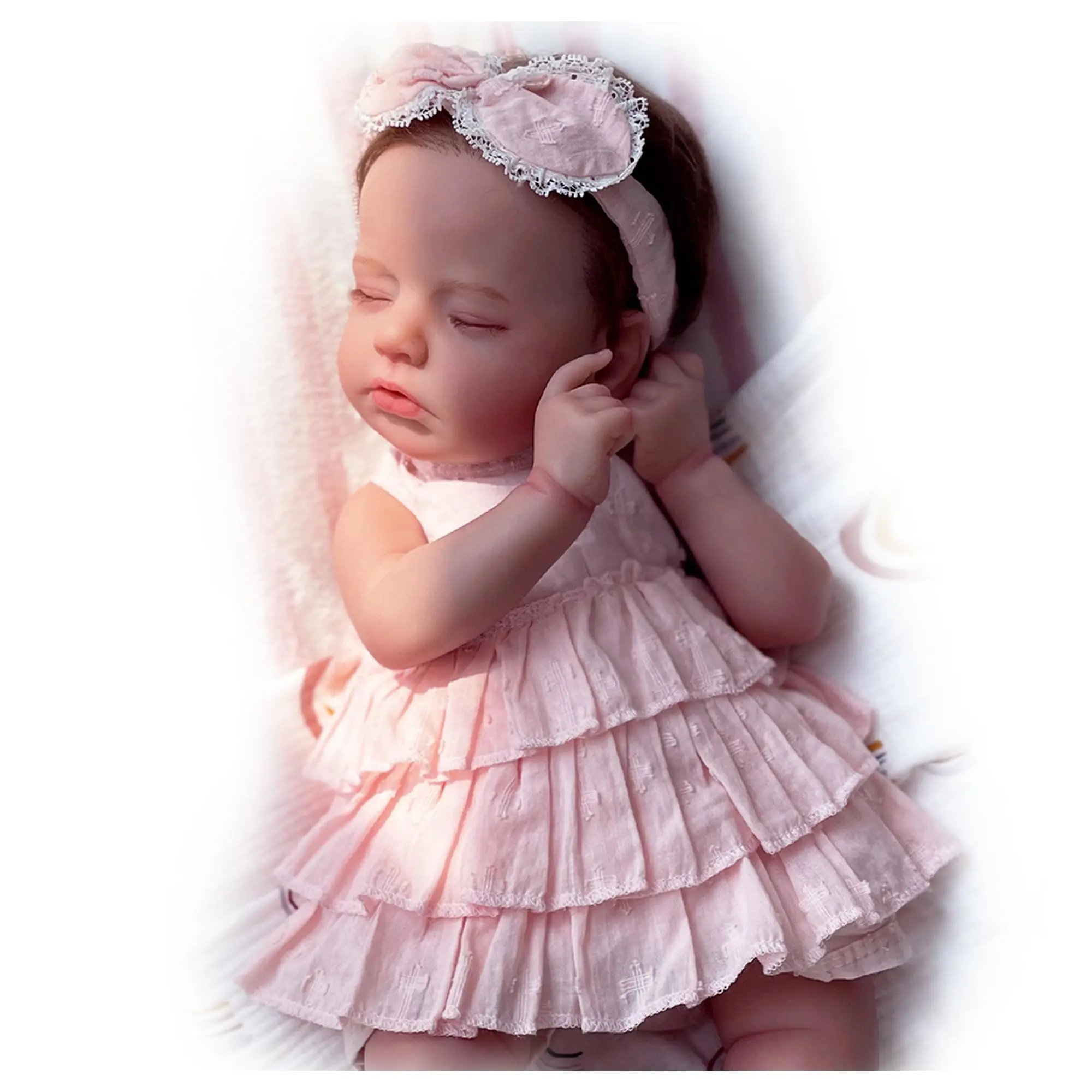#Summervibes [WOOROY] Reborn Baby Doll - Excellent Gift for Birthday Christmas Gift and New Year for Kids, 20 In Doris Baby Doll with Pink Dress, Vinyl Limbs and Cloth Body for Kids 3+ Girl Doll