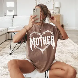 Comfort Colors Gothic Mother Barbed Wire Heart TShirt, Edgy Grunge Mom Graphic Tee, Alternative Aesthetic T-Shirt, Trendy Dark Style Gift