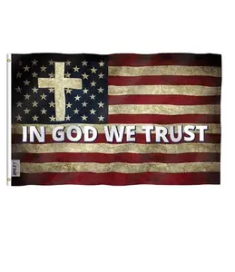 Fly Breeze 3x5 Foot In God We Trust Flag - Vivid Color and Fade proof - Canvas Header and Double Stitched - Religion Jesus Christian Flags Polyester with Brass Grommets 3 X 5 Ft