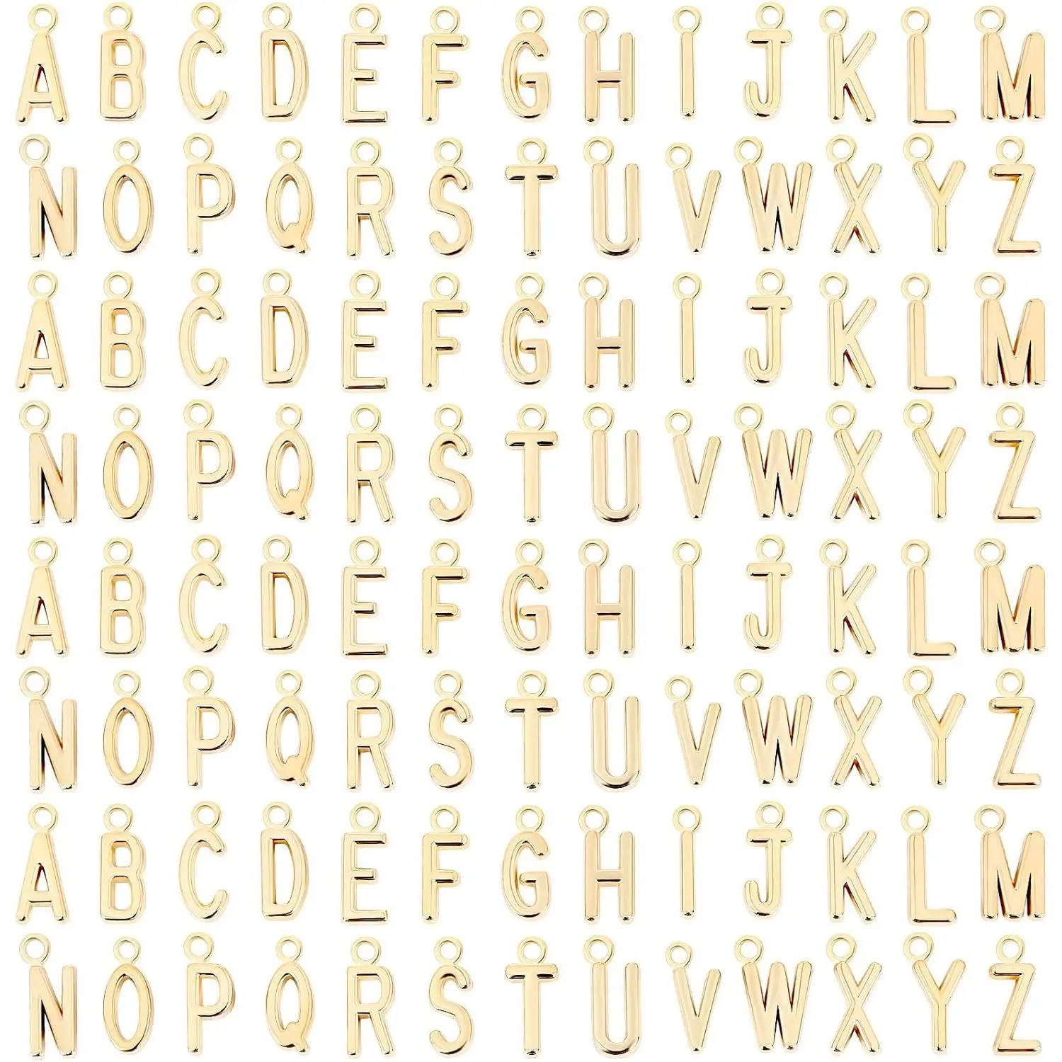 156 count/6 Sets Letter Charms Alphabet ABC Letter Charms Capital A-Z Charms DIY Bracelets Necklaces Charms with 200 count Open Jump Rings for Jewelry Making, KC Gold