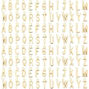 156 count/6 Sets Letter Charms Alphabet ABC Letter Charms Capital A-Z Charms DIY Bracelets Necklaces Charms with 200 count Open Jump Rings for Jewelry Making, KC Gold