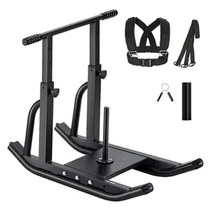VEVOR Weight Sled, Steel Power Sled, Fitness Training Sleds for Athletic Exercise Speed Improvement, Workout Equipment with Adjustable Height Handle, Compatible with 1/2 in Weight Plates, Black