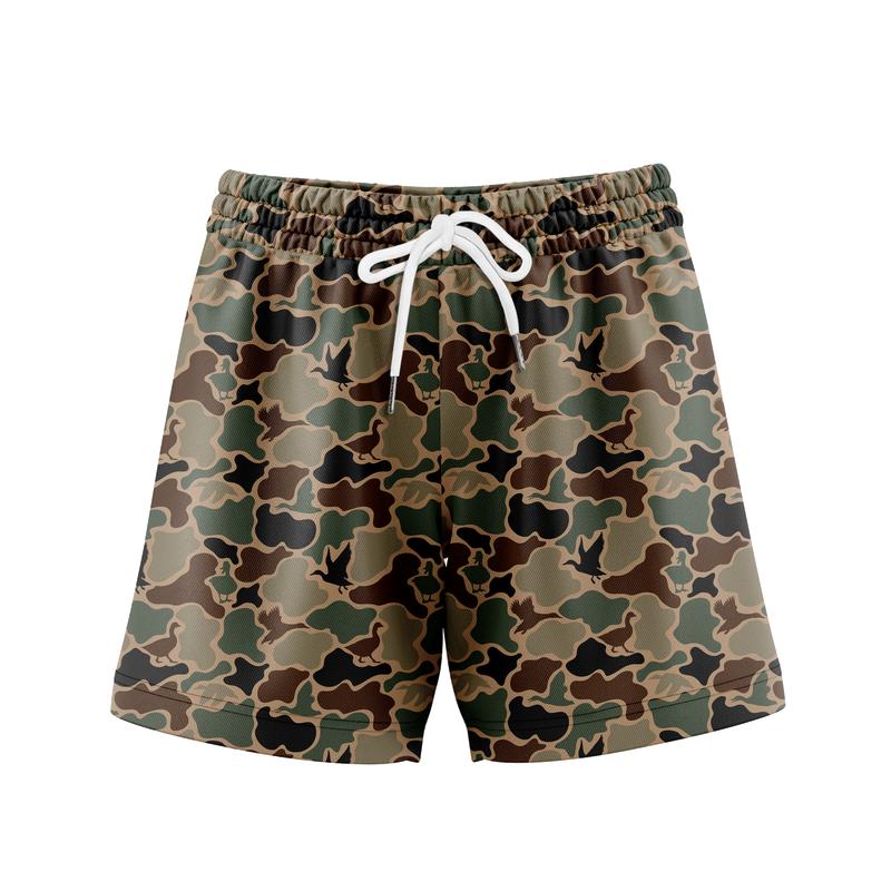 Pack 3  Duck Hunting Camo Shorts With 5 Inch Inseam, Perfect for Men & Women At the Gym, Basketball Camo Mesh Short, Gift for him, Gift For Her, Gym Gift
