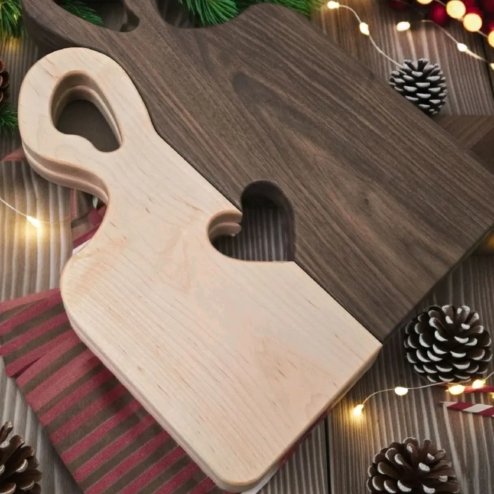 Handmade Charcuterie Boards - Wooden Cutting Board with Handle for Serving Delicacies and Snacks
