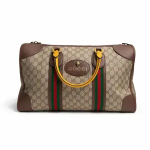 Pre-owned GUCCI Calfskin&canvas Shoulder Bags BJ1101504060 Savoy GG Supreme large duffle bag
