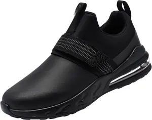 Non Slip Work Shoes for Men Kitchen Chef Slip Resistant Shoe   Service Restaurant Slip on Sneakers Walking and Casual Air Cushion Working Footwear Black