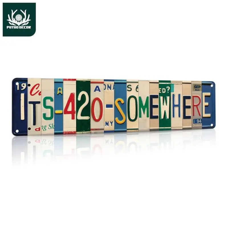 Retro Iron Plaque Wall Decoration, 1/2 Counts Retro Road Signs, Rectangular Home Decoration Wall Art, Home Room and Bar Accessory Decoration