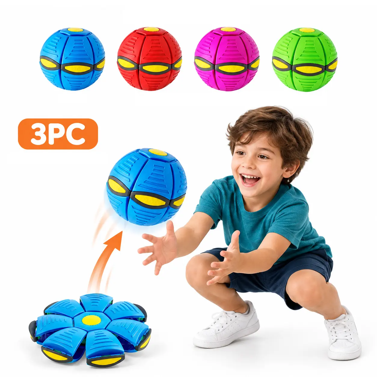 Tsklooy Random 3-Piece Foldable Magic Flying Saucer Ball Set 24 cm Flat Disc & 16 cm Round Ball Kids' Toy Expanding Bounce Sensory Fidget Anxiety Relief Unisex Outdoor Sports Gift,techvibes