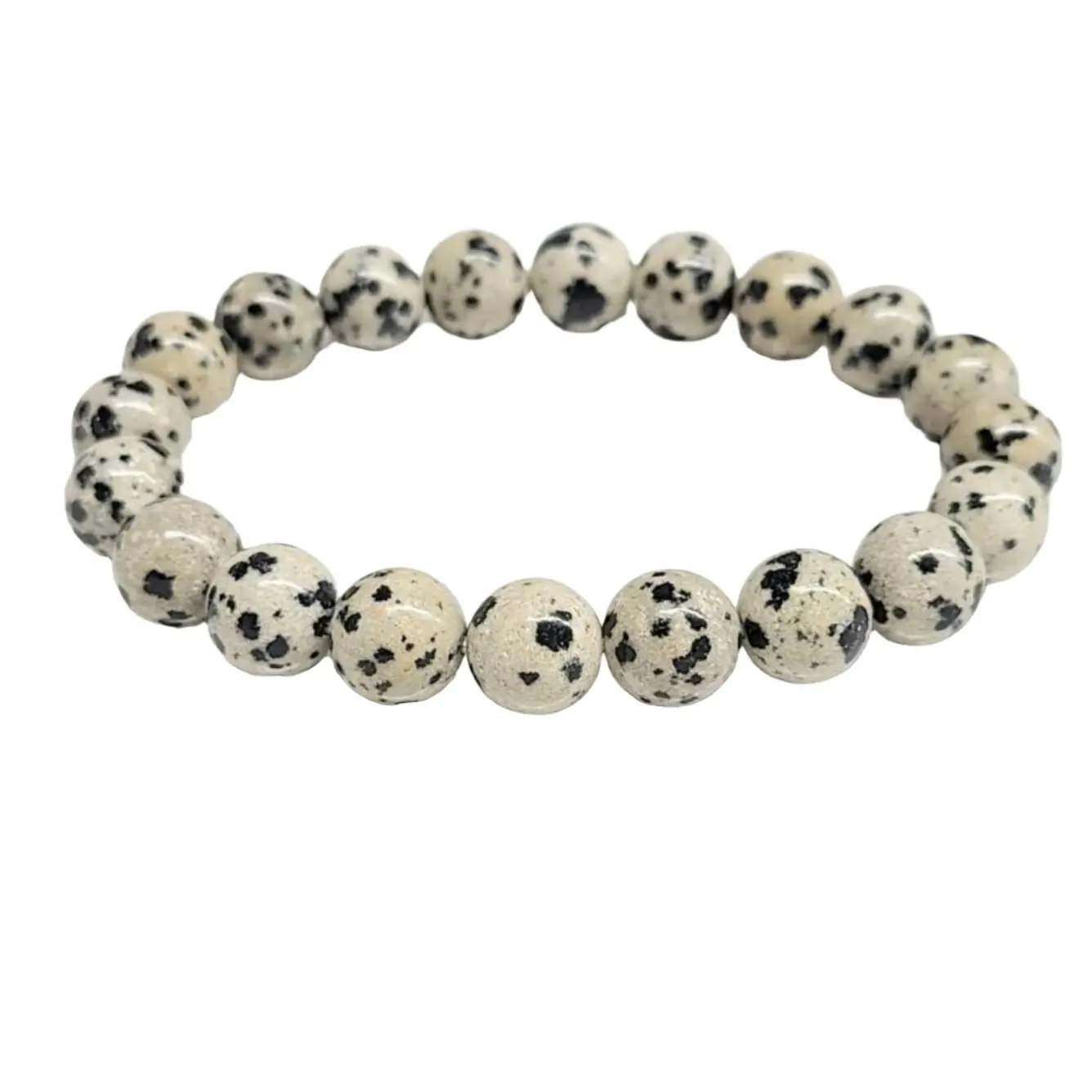 Dalmatian Jasper Natural Crystal Round Bead Stackable Bracelet