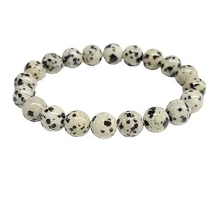 Dalmatian Jasper Natural Crystal Round Bead Stackable Bracelet
