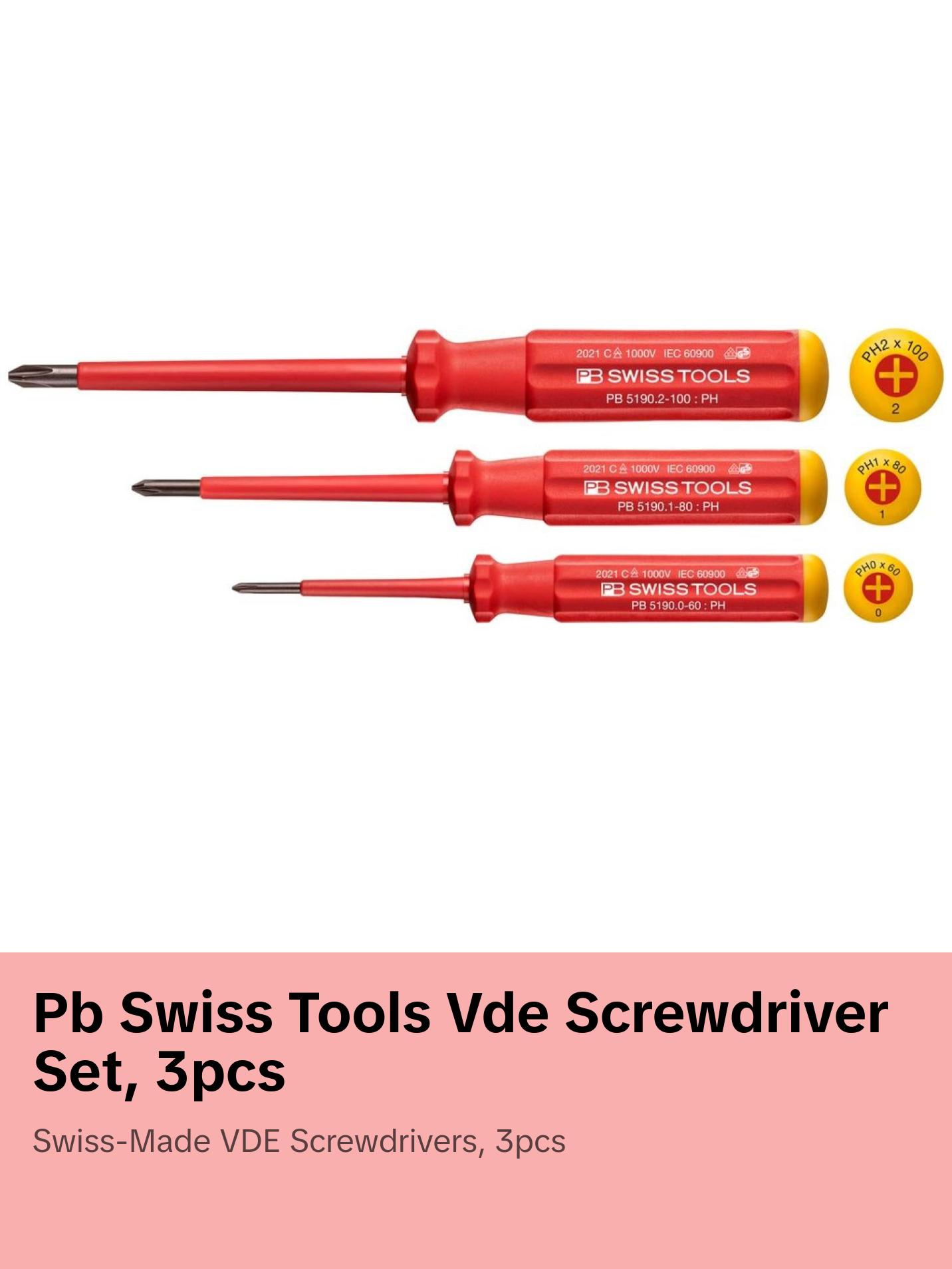 PB Swiss Tools PB 5548 Classic VDE Screwdriver Set, Slim, 3pcs