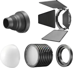 Godox Magnetic Mounting Kit,MK for MS60Bi MS60R RS60R RS60Bi LED Lights & Round-Head Flashes V100 V1 Pro AD100 Pro, Includes Barndoors, Diffusers, Snoot, Grid & Carry Bag