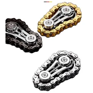 Cool Sprockets Fidget Chain Hand Roller, Assemble Fidget Spinner Ring Toys for Kids Adults, Metal Handheld Sensory Bike Chain Gears Cube, EDC Stress Relief Fidget Toy Kinetic Desk Office Gift