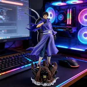 One Piece Naruto Shippuden Obito Uchiha Figure, Akatsuki Form with Tailed Beast Base，Obito Collectible Statue, Maskless Form with Dynamic Cloak and Stand，Naruto Shippuden Obito Action Figure, Purple Robe Version with Kamui Details