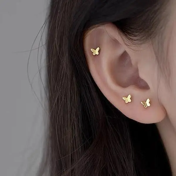s925 sterling silver Butterfly Stud Earrings，Minimalist Simple Unique Earrings for galentine‘s party valentine’s day gift，fashion zirconia earrings，anniversary holiday jewelry，gift for women