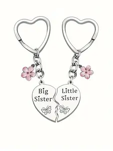2pcs/Set Big Sis Lil Sis Matching Sister Keyring Trendy Cute Keychain Gift for Sisters Birthday Christmas Gifts