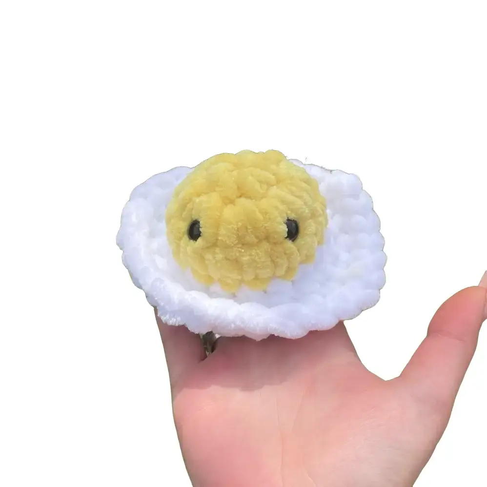 Crocheted Fried Egg Plush Toy
