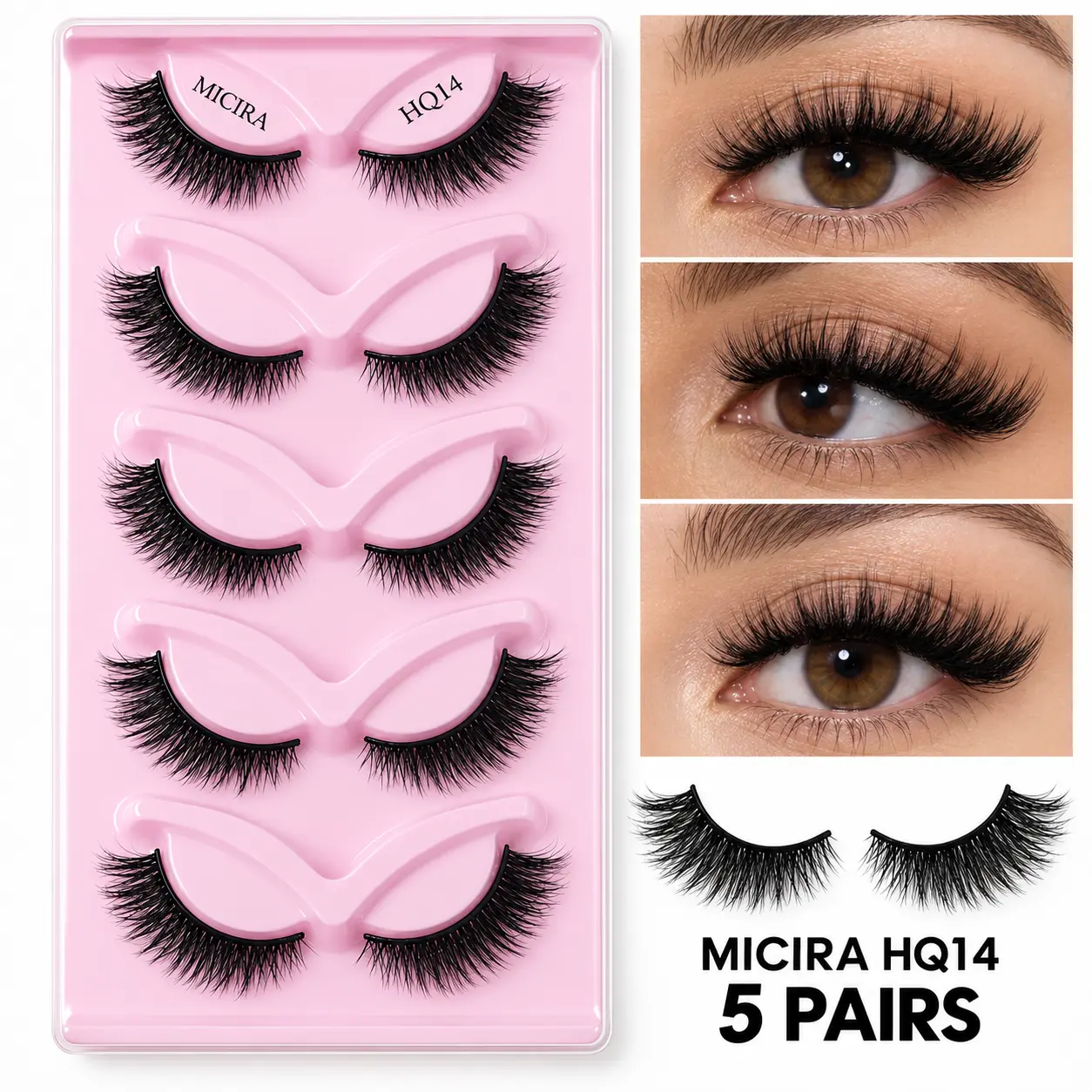 5 Pairs Self Adhesive False Eyelashes, No Glue Needed Press On Falsies, Wispy Fluffy Cat Eye Lashes, Natural Look Lightweight Reusable Strip Lashes, Beginner Friendly Makeup