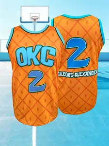 Number 2 Embroidered Basketball Jersey Men Women Pineapple Pattern Orange Retro Sports Uniform Breathable Sleeveless Shirt Sports Top