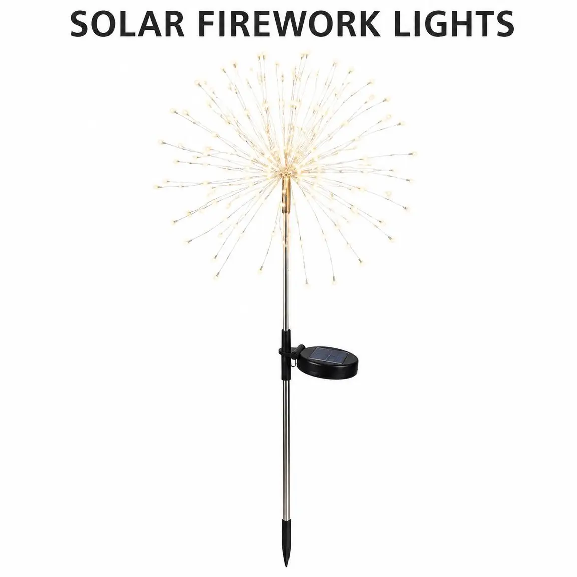 Solar Firework Starburst Stake Lights, 3 Color Modes (Warm/Cool White, Multicolor), 37.4in 120 LED, Outdoor Waterproof Garden Decor for Yd Patio Holiday Landscape Lighting, Solar Powered, Firework Lights Decorative Lamps, Colorful Lights, Lighting Vibes