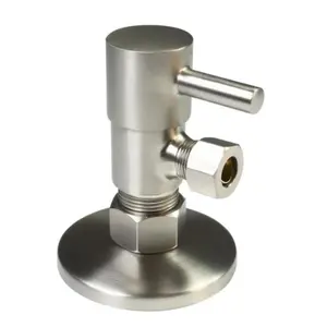 212 MAIN Round 0.25-Turn Angle Stop, Satin Nickel, Bathroom Fixture Accessories