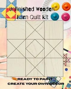 Hourglass Barn Quilt Sign Quilting Wood Block: Unfinished Wood DIY Kit | HST Quilt Block Wooden Art to Paint | Sewing Room Decor Crafts