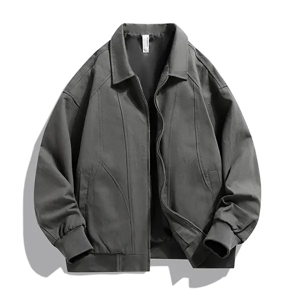 Men's Fashionable Gray Jacket - Simple Design, Relaxed Fit, A Must-Have for Urban Trends and Casual Style