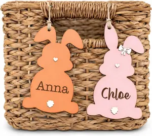 Personalized Easter Hanging Wooden Ornaments, Easter Basket Stuffers, Easter Basket Ideas 2026, Bunny & Carrot Easter Basket Tag for Kids, Ornaments Colorful for Easter Tree Basket, Kid Easter Basket Name, Easter Decoration