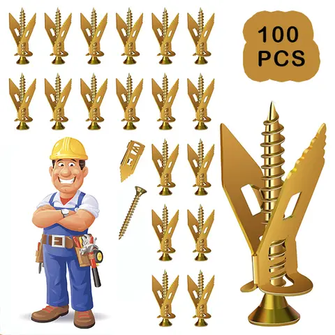 LINKEVAP 100 PCS Metal Drywall Fasteners Kit - 50 Heavy-Duty Self-Drilling Anchors, Zinc-Coated Steel Screws, Anti-Corrosion, No Drill Needed for Home Improvement, Store Use, DIY Users, Ideal for Picture Frames