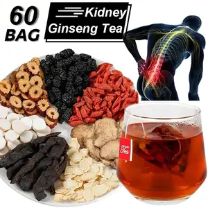 60/90Bag Kidney Tea Formula Ginseng Five Treasure Tea Organic Kidney Cleanse Detox Tea Ginseng Red Date Mulberry Herbal Formula Chinese Health Tea For Men Women Friend Parients Gift
