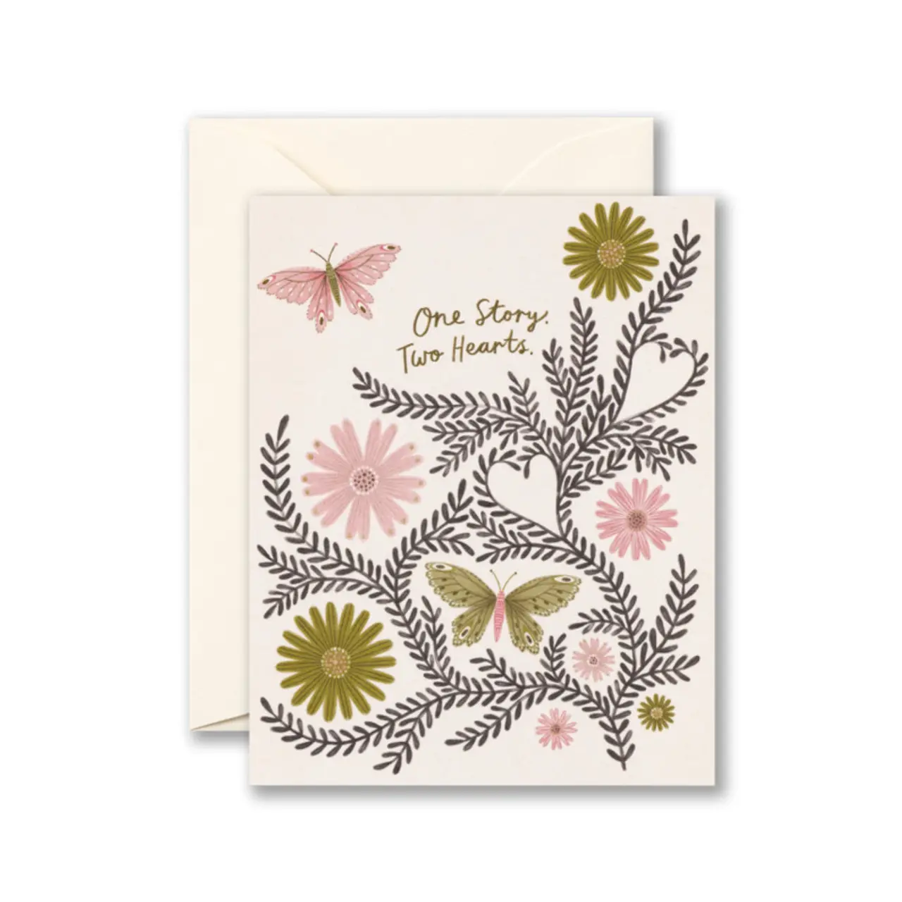 One Story Two Hearts Wedding Card