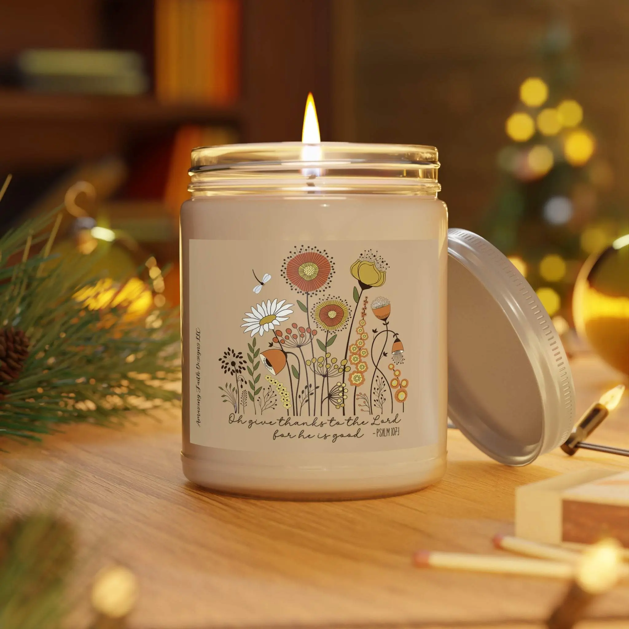 Bible Verse Christian Candle | Thanksgiving Scented Candle, 9oz