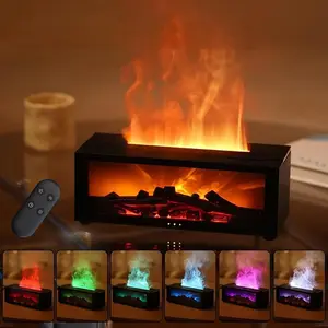 Fireplace Essential Oil Diffuser, Aromatherapy Diffuser, 150ml Ultrasonic Cool Mist Room Humidifier, 7 Colors Firelight Flame Diffuser with Remote, Waterless Auto-Off & Timer for Home Office, Aromatherapy Machine