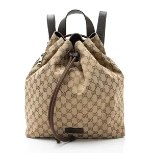 Pre-owned GUCCI Leather Backpacks GG Canvas Drawstring Backpack
