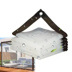 Clear Waterproof Tarpaulin with Grommets, Durable Outdoor Cover for Camping, Patio, and Garden Plants, Awning Canopy