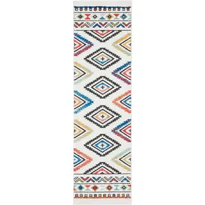 Nourison Decor Indoor Boheme Area Rug - 2'2" x 7'9" White, Boho Diamond Pattern, Patterned Area Rugs, Boheme Area Rugs